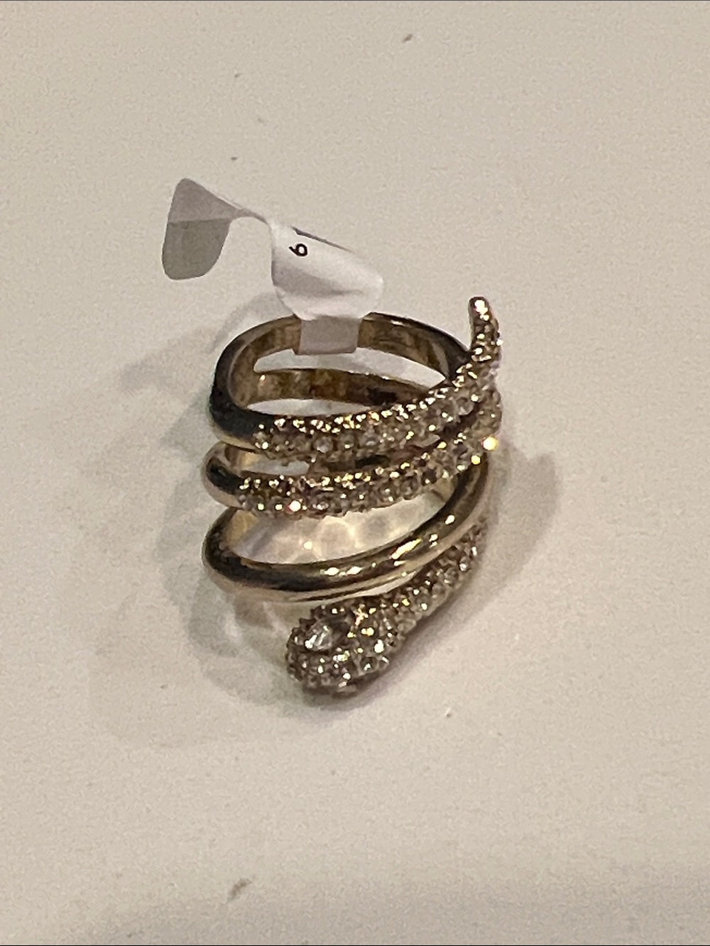 Elegant Gold-Tone Crystal snake Ring - Women's Jewelry
